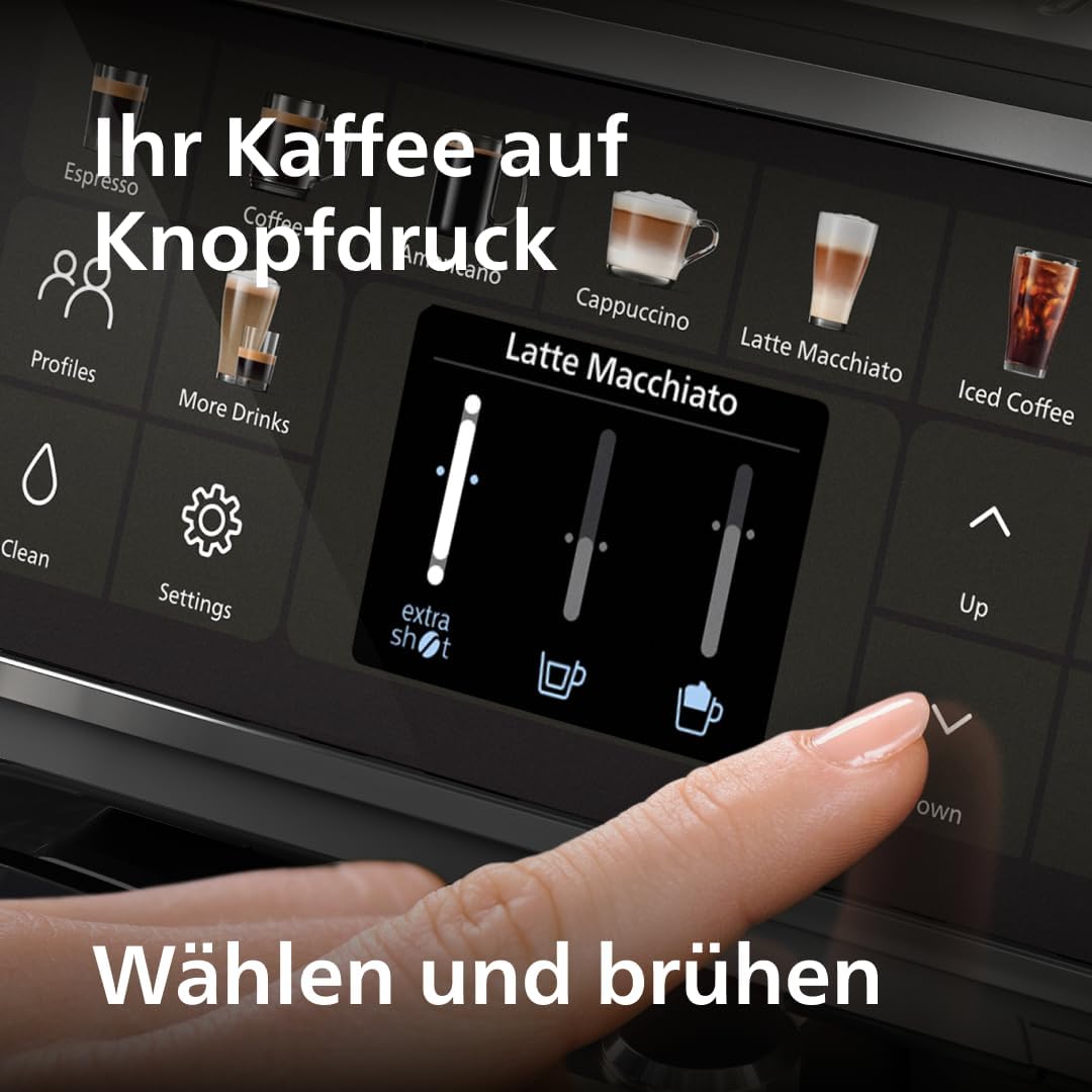 Philips Serie 5500 Kaffeevollautomat (EP5544/50) – LatteGo Milchsystem, 20 heiße und kalte Kaffeespezialitäten, 40% leiser mit SilentBrew, QuickStart, Schwarz/Grau